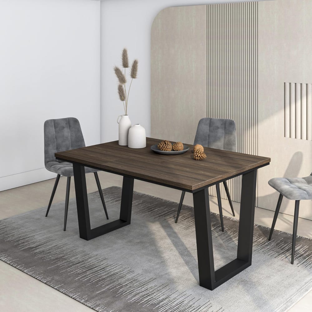Skraut home Esstisch Holzeffekt dunkle Eiche 140x90x74cm style modern Braun Spanplatte
