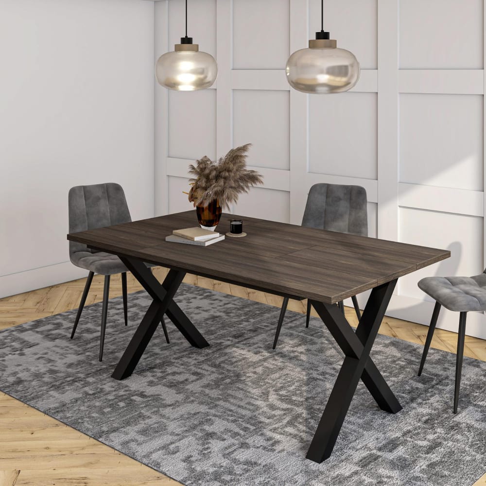 Skraut home Esstisch Holzeffekt dunkle Eiche 167x90x74cm style modern Braun Spanplatte