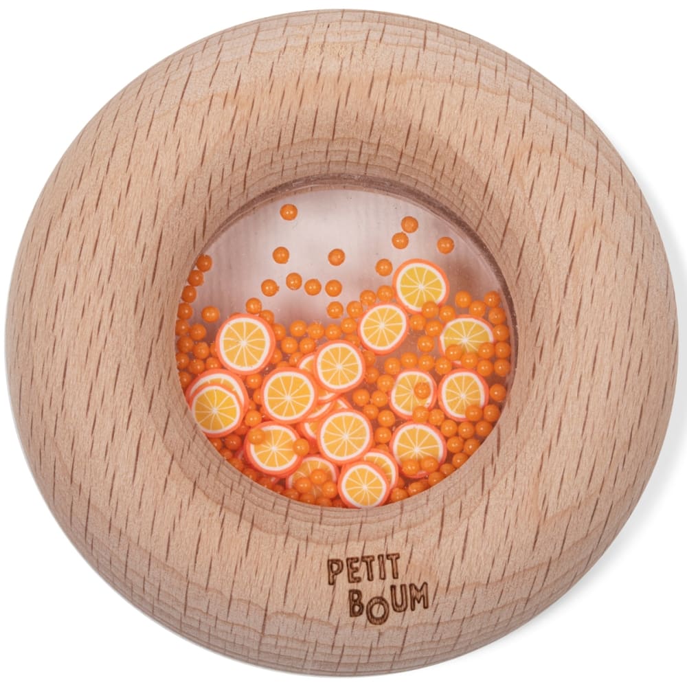 Jouet bébé hochet sensoriel donut orange 7x7x2 cm