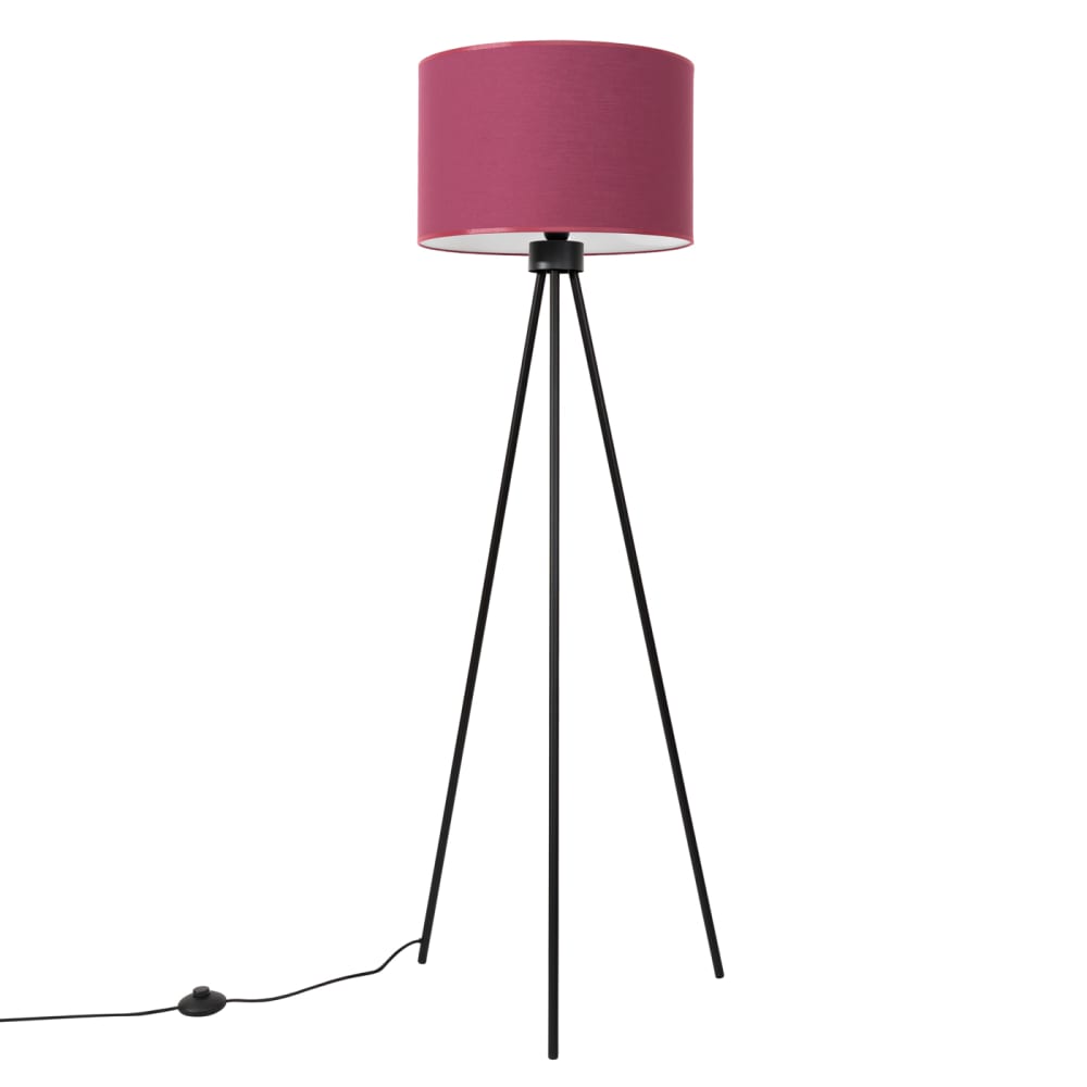 Lampadaire tissu/PVC/acier bordeaux/noir H 135 cm