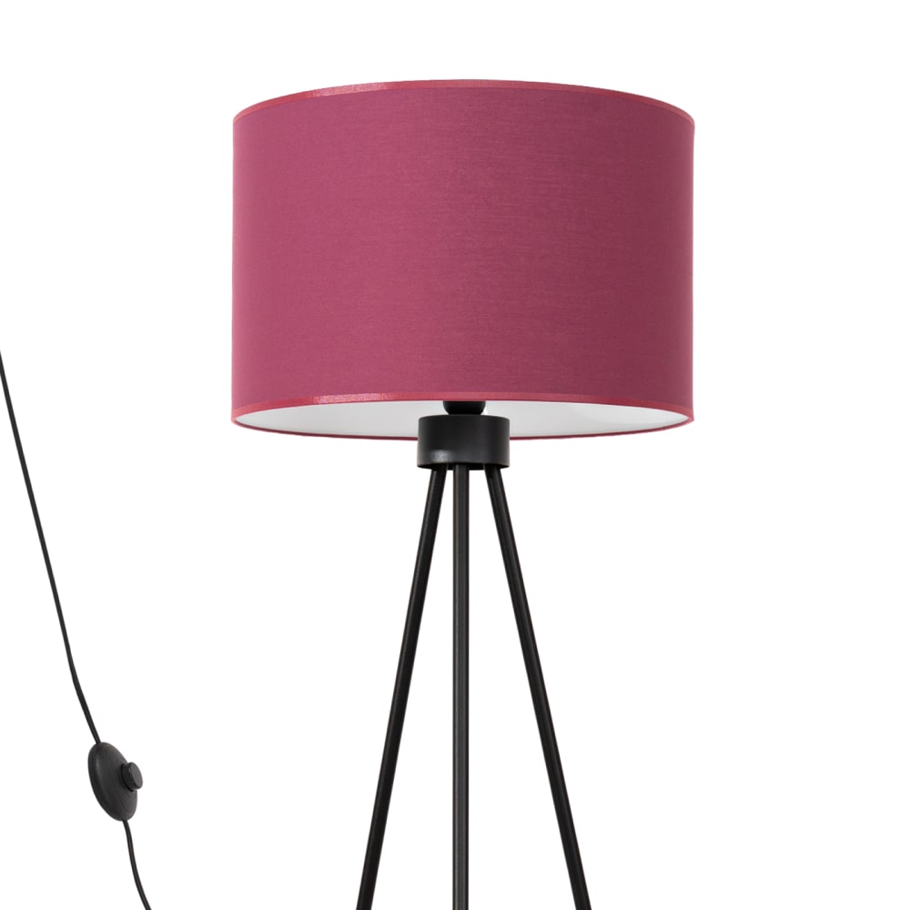Lampadaire tissu/pvc/acier bordeaux/noir h 135 cm — vue 3