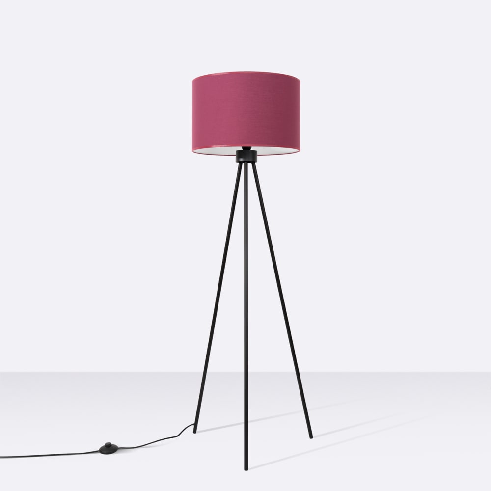 Lampadaire tissu/pvc/acier bordeaux/noir h 135 cm — vue 4