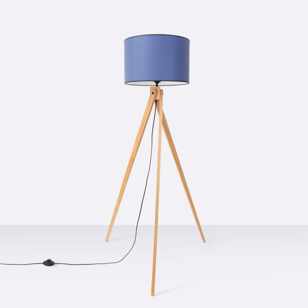 Lampadaire tissu/pvc/bois bleu marine/bois naturel h 140 cm — vue 4