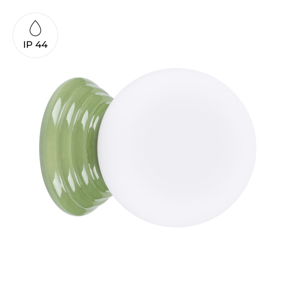 Applique céramique émaillée/verre vert olive H 12 cm