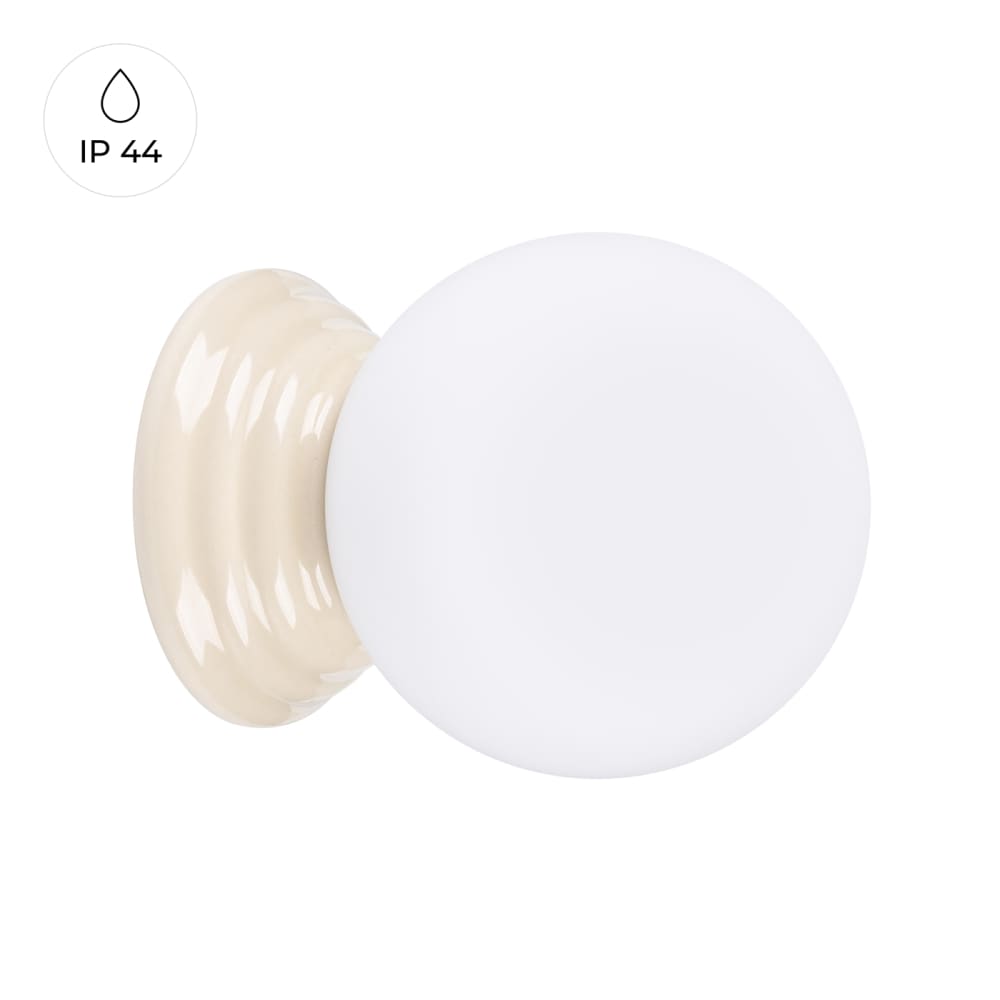 Applique céramique émaillée/verre beige H 12 cm