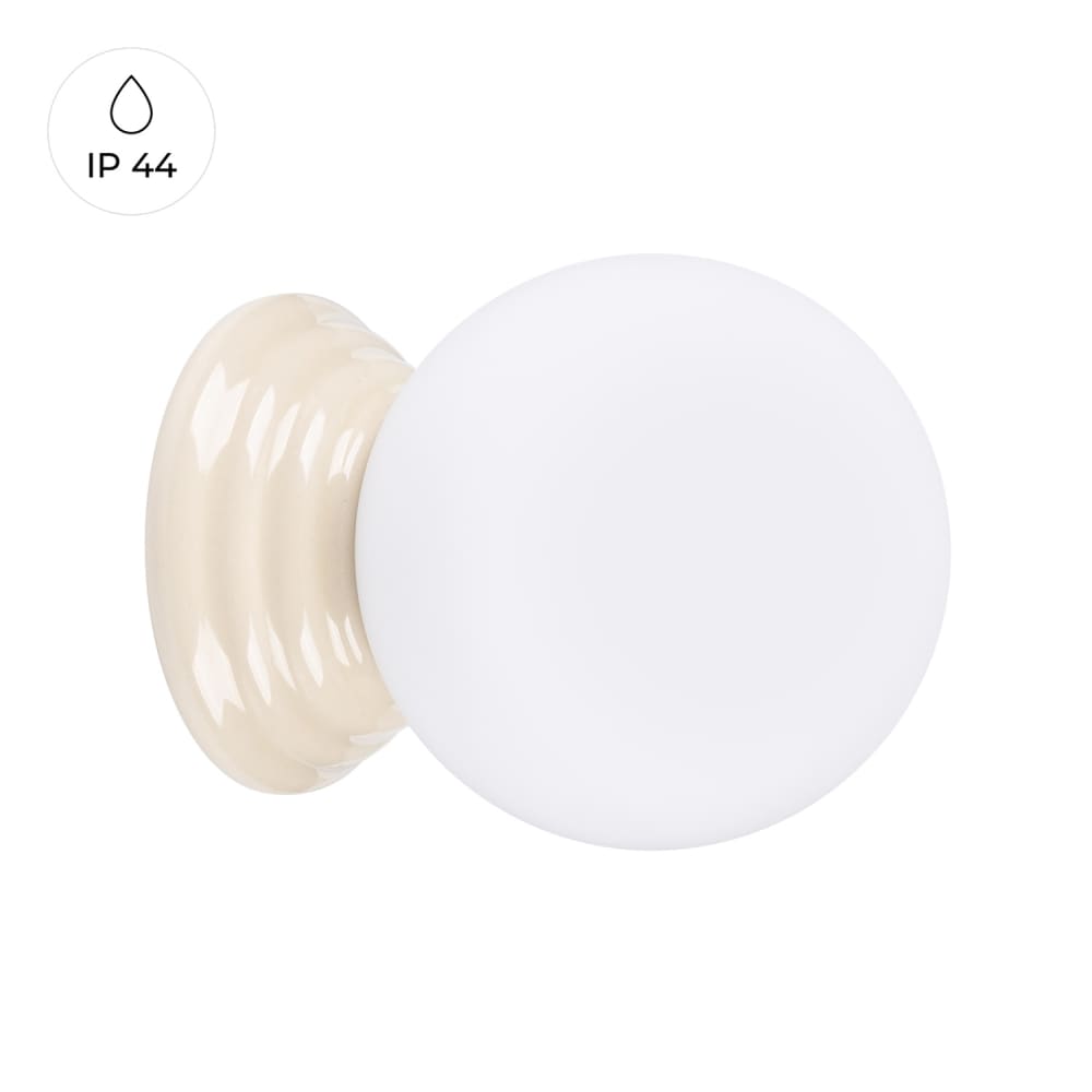 lampara de pared beige ceramicavidrio vidriado alt 12 cm
