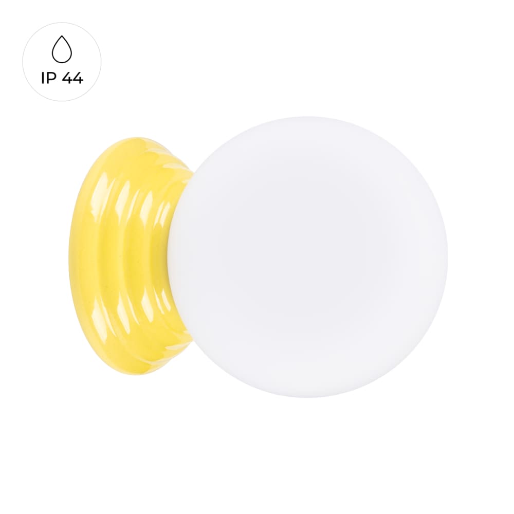 Applique céramique émaillée/verre jaune H 12 cm