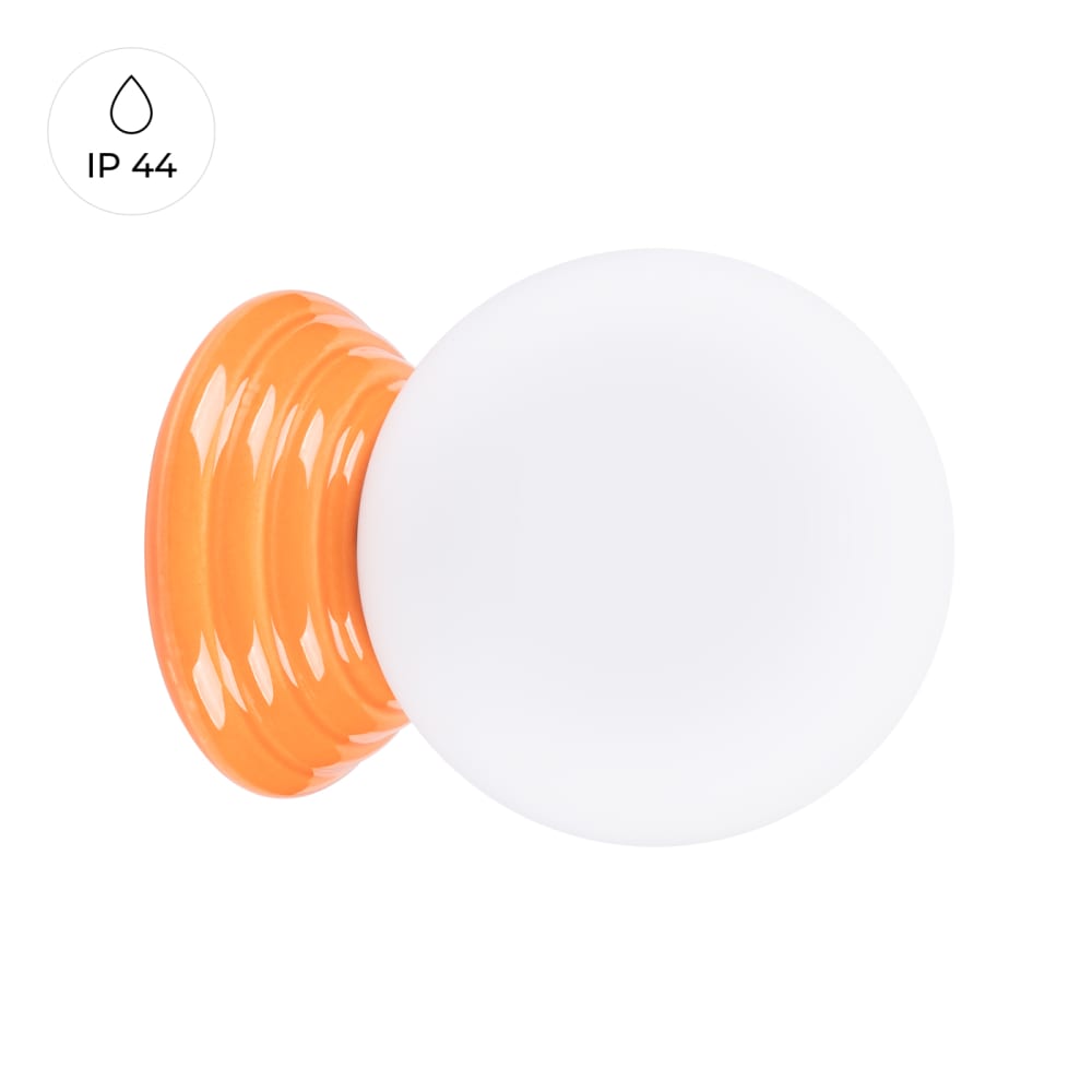 Applique céramique émaillée/verre orange H 12 cm