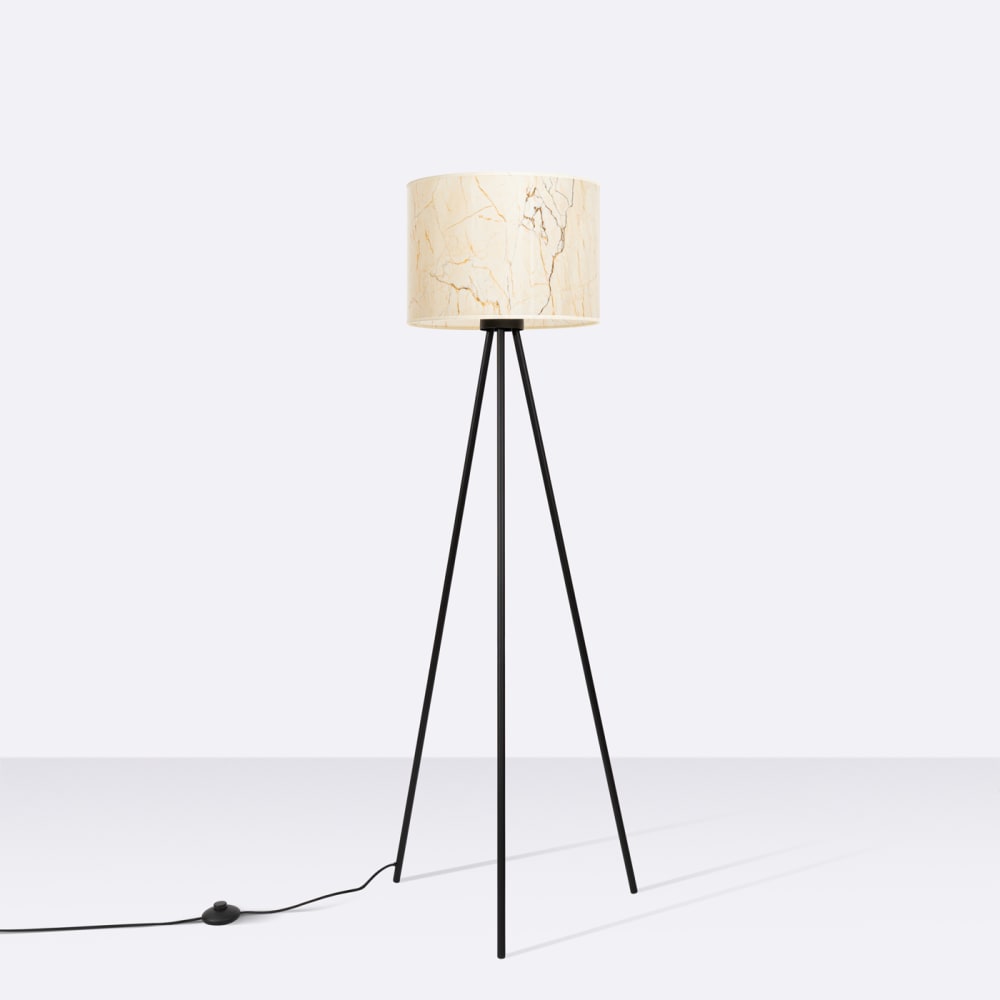 Lampadaire tissu/pvc/acier marbre beige/noir h 135 cm — vue 4