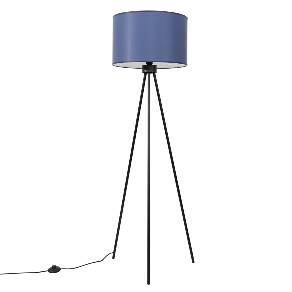 Lampadaire tissu/PVC/acier bleu marine/noir H 135 cm