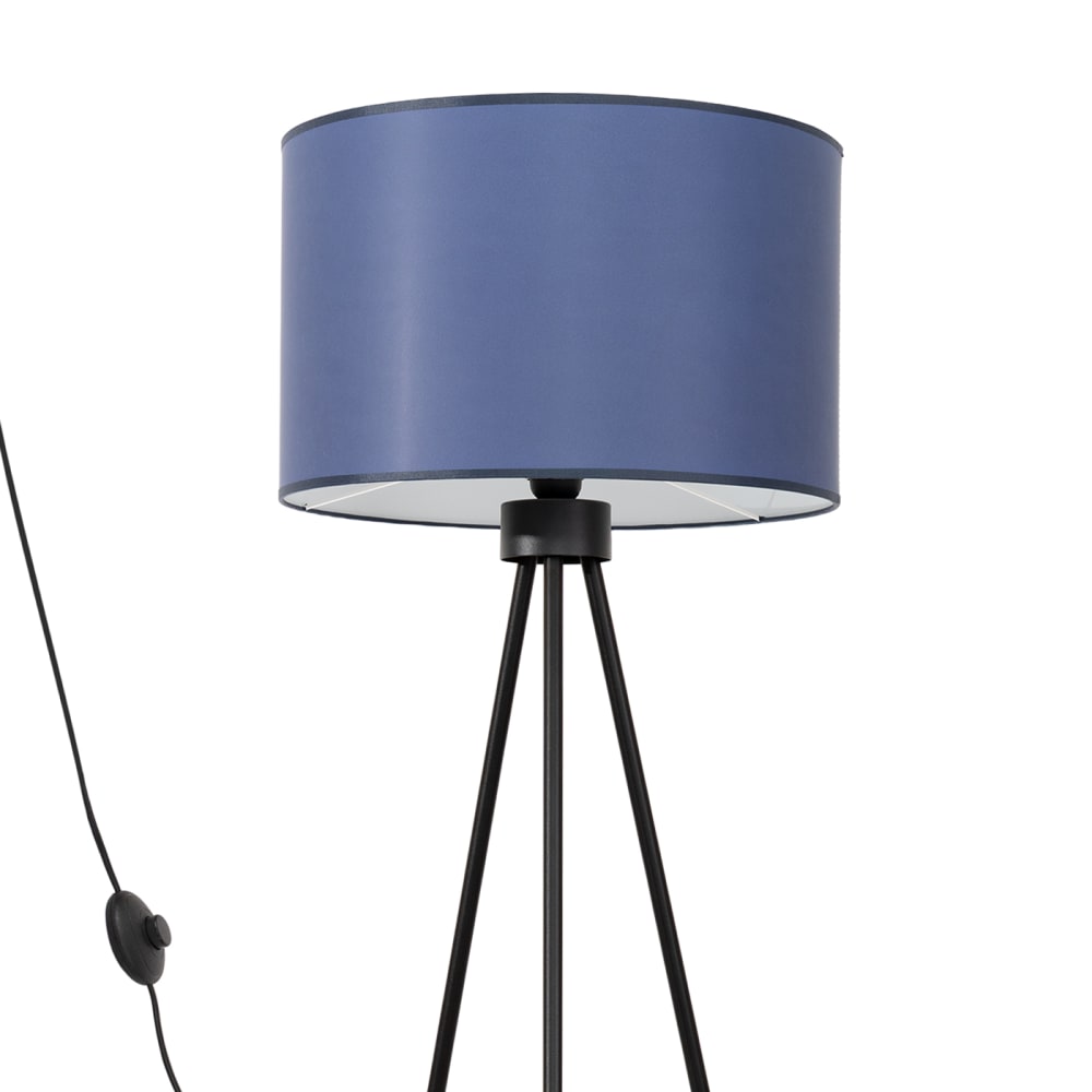 Lampadaire tissu/pvc/acier bleu marine/noir h 135 cm — vue 3