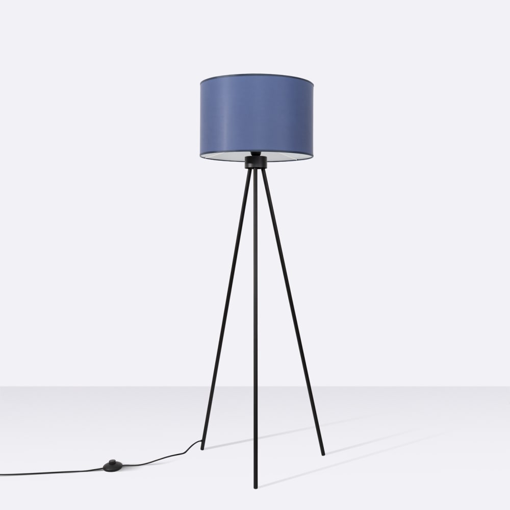 Lampadaire tissu/pvc/acier bleu marine/noir h 135 cm — vue 4