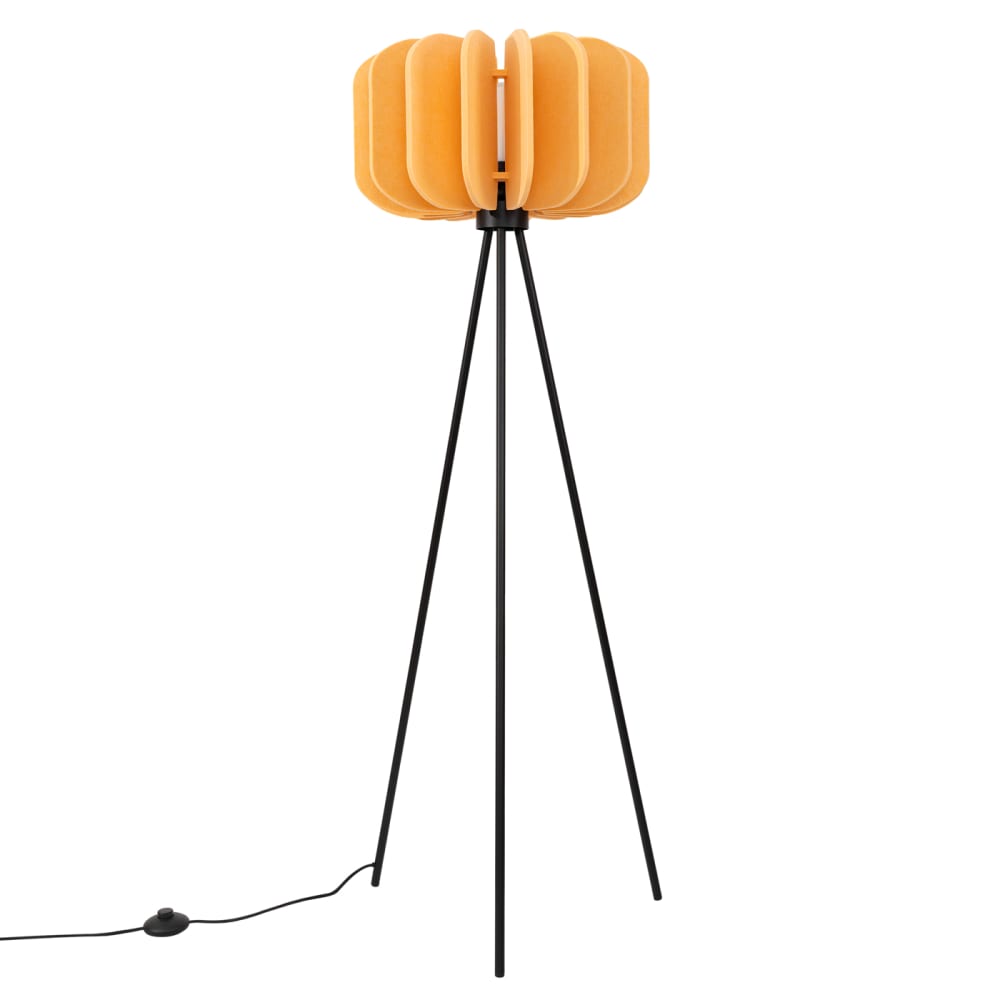 Lampadaire feutre/acier jaune/noir H 134 cm