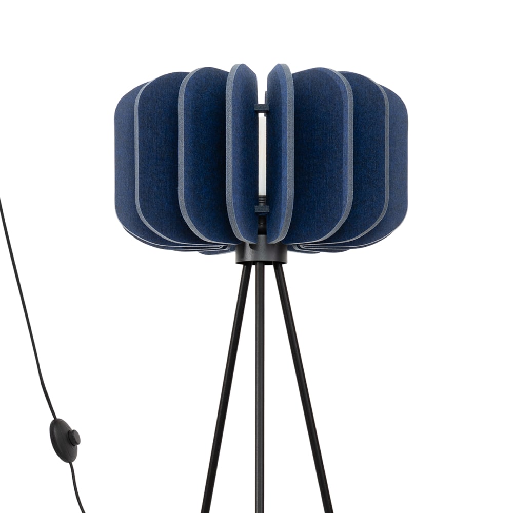 Lampadaire feutre/acier bleu marine/noir h 134 cm — vue 3