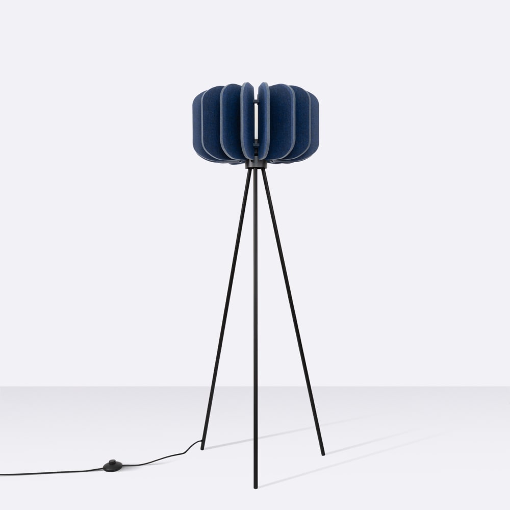 Lampadaire feutre/acier bleu marine/noir h 134 cm — vue 4