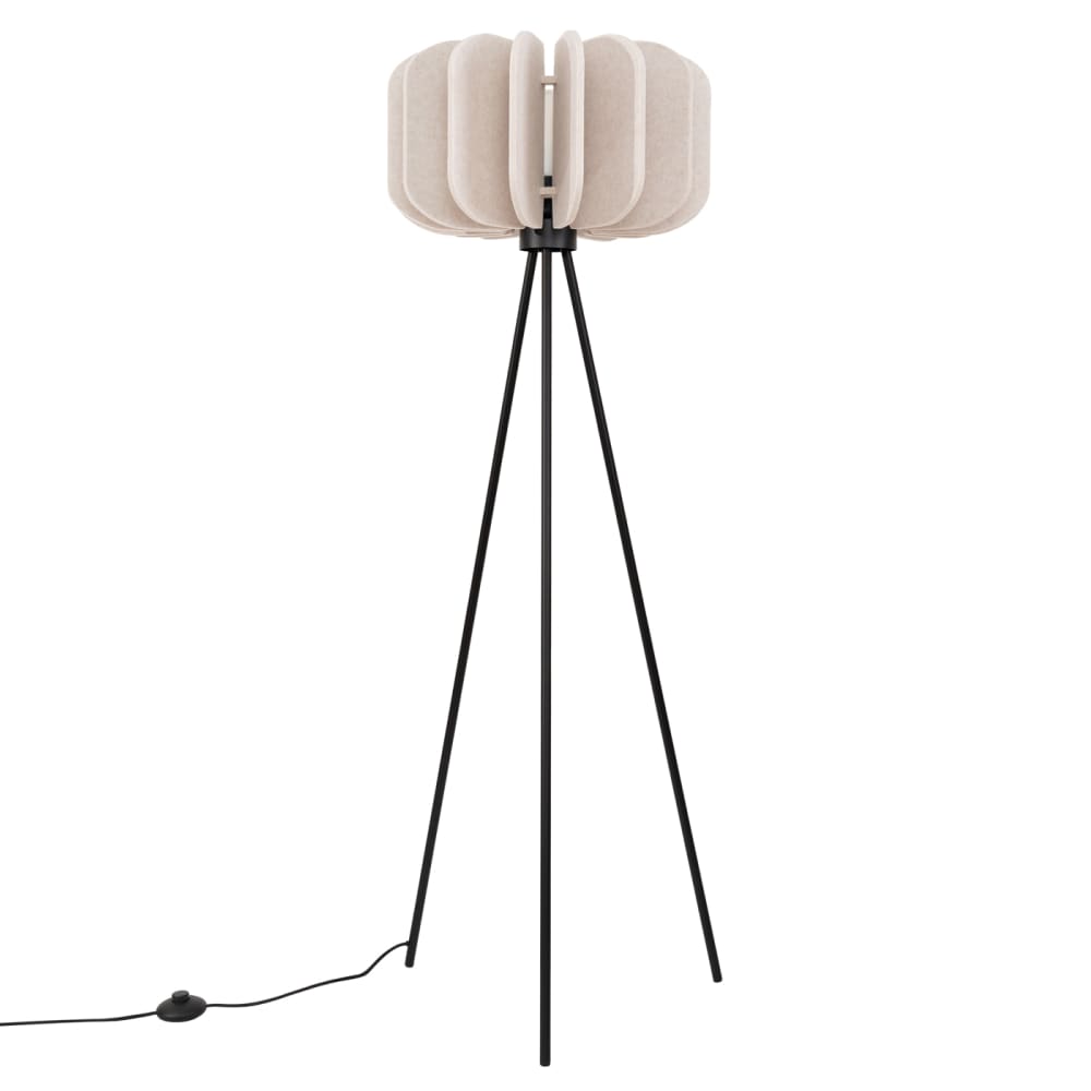 Lampadaire feutre/acier beige/noir H 134 cm