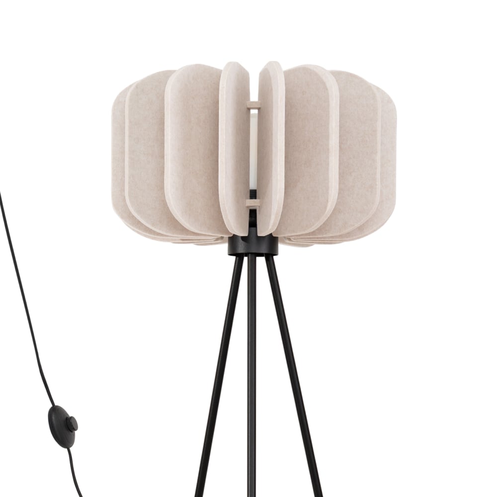 Lampadaire feutre/acier beige/noir h 134 cm — vue 3