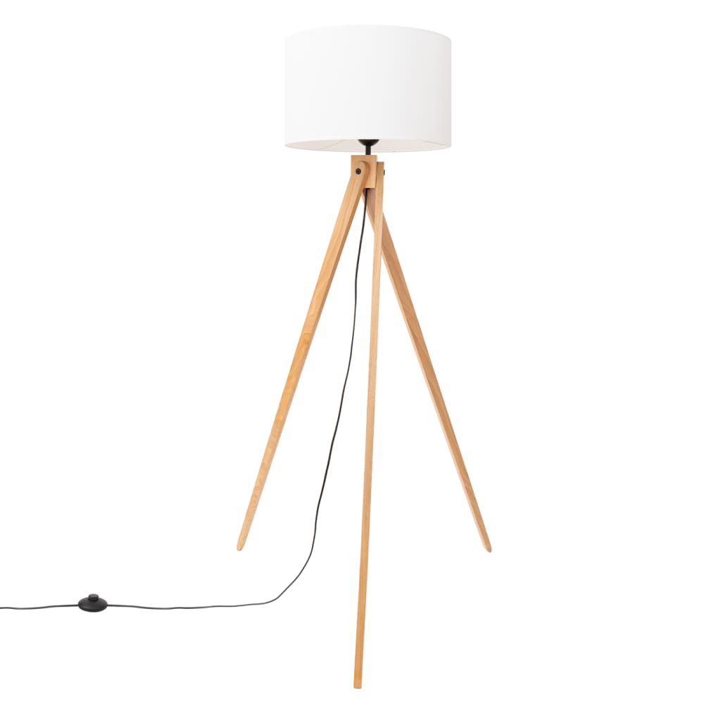 Lampadaire tissu/PVC/bois bois blanc/naturel H 140 cm