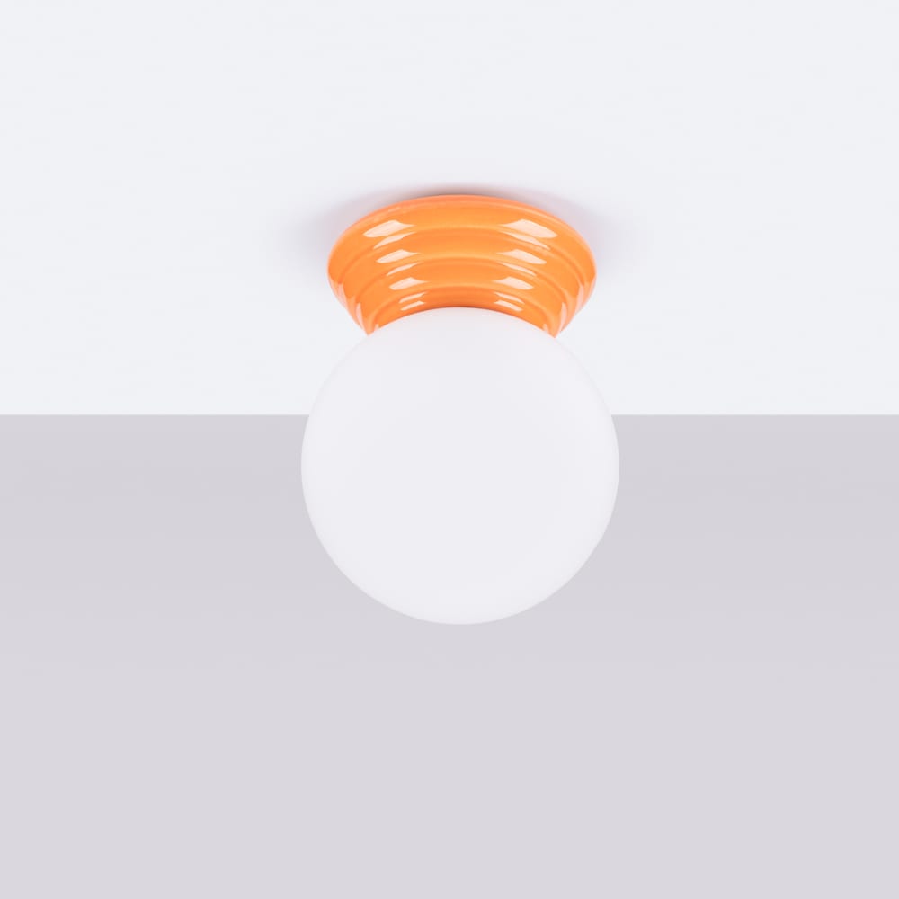 Plafonnier céramique émaillée/verre orange h 12 cm — vue 4