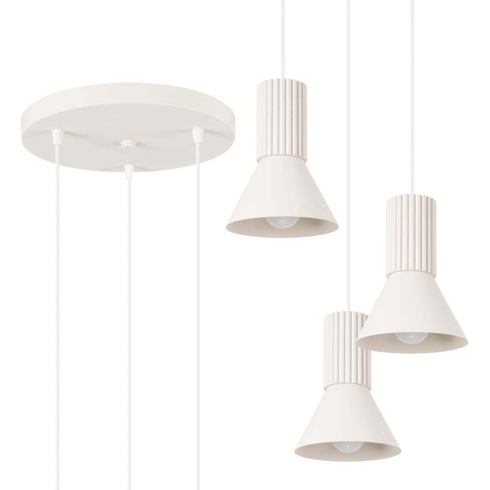 Lampe suspendue acier/aluminium beige h 120 cm — vue 3