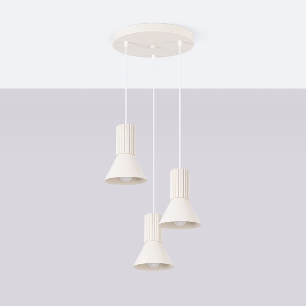 Lampe suspendue acier/aluminium beige h 120 cm — vue 4