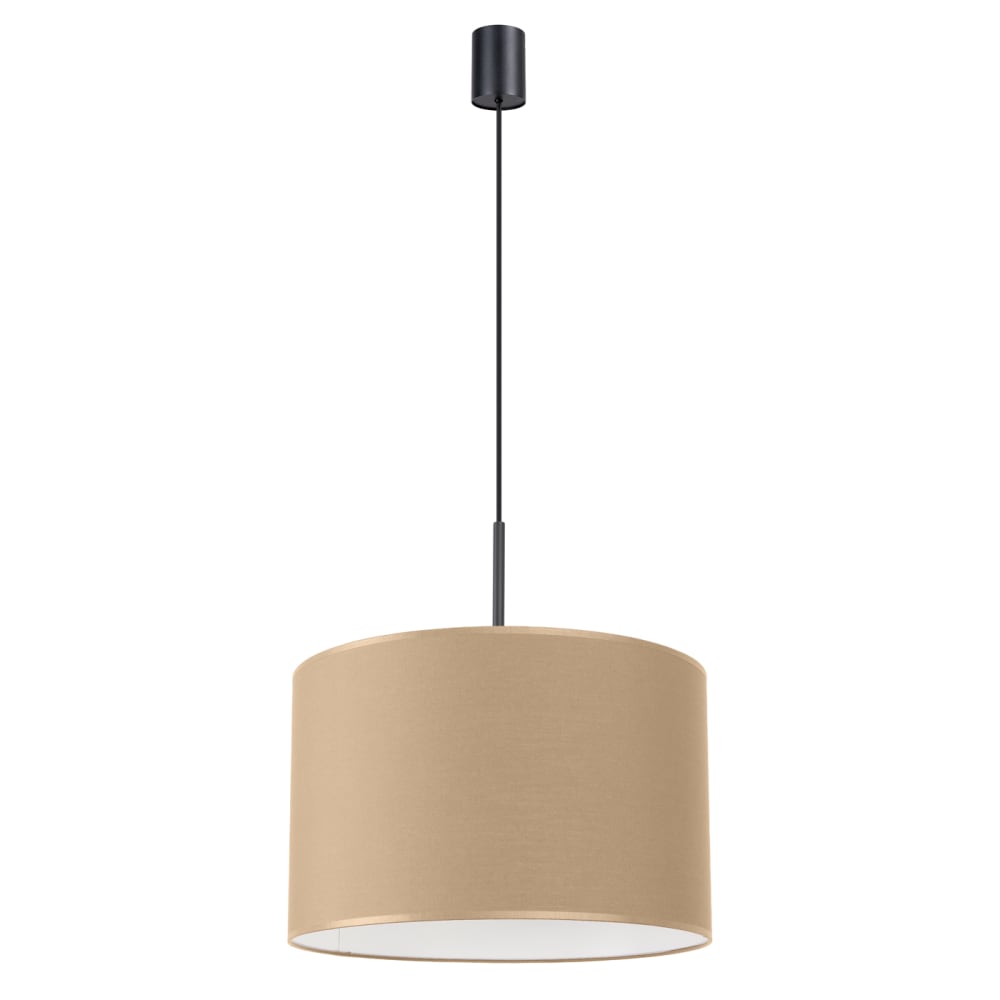 Lampe suspendue tissu/PVC taupe/noir H 137 cm
