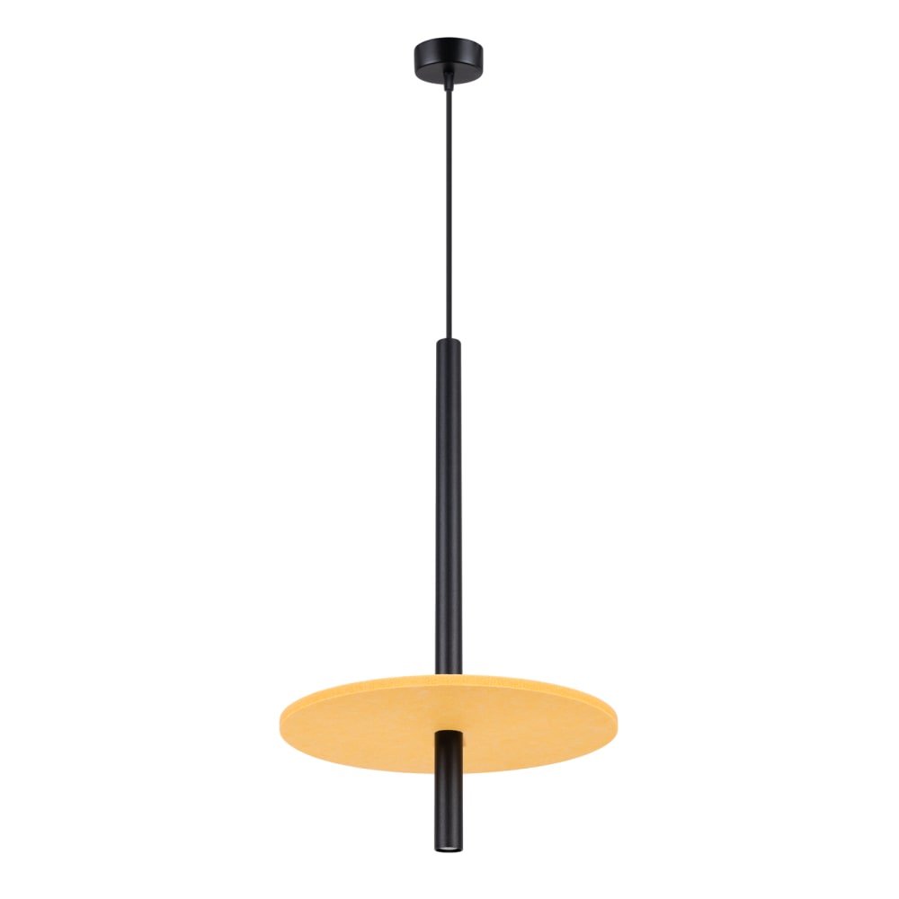 Lampe suspendue feutre/acier jaune/noir H 126 cm