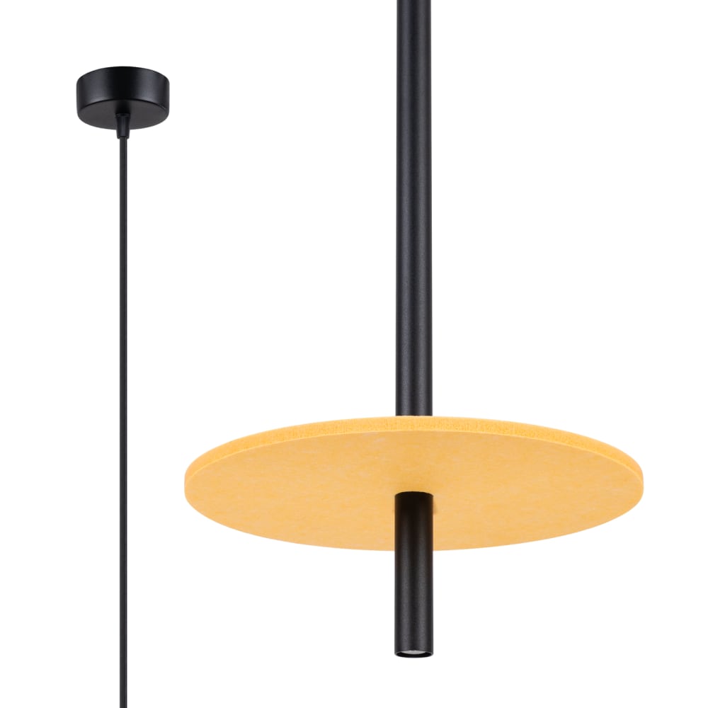 Lampe suspendue feutre/acier jaune/noir h 126 cm — vue 3