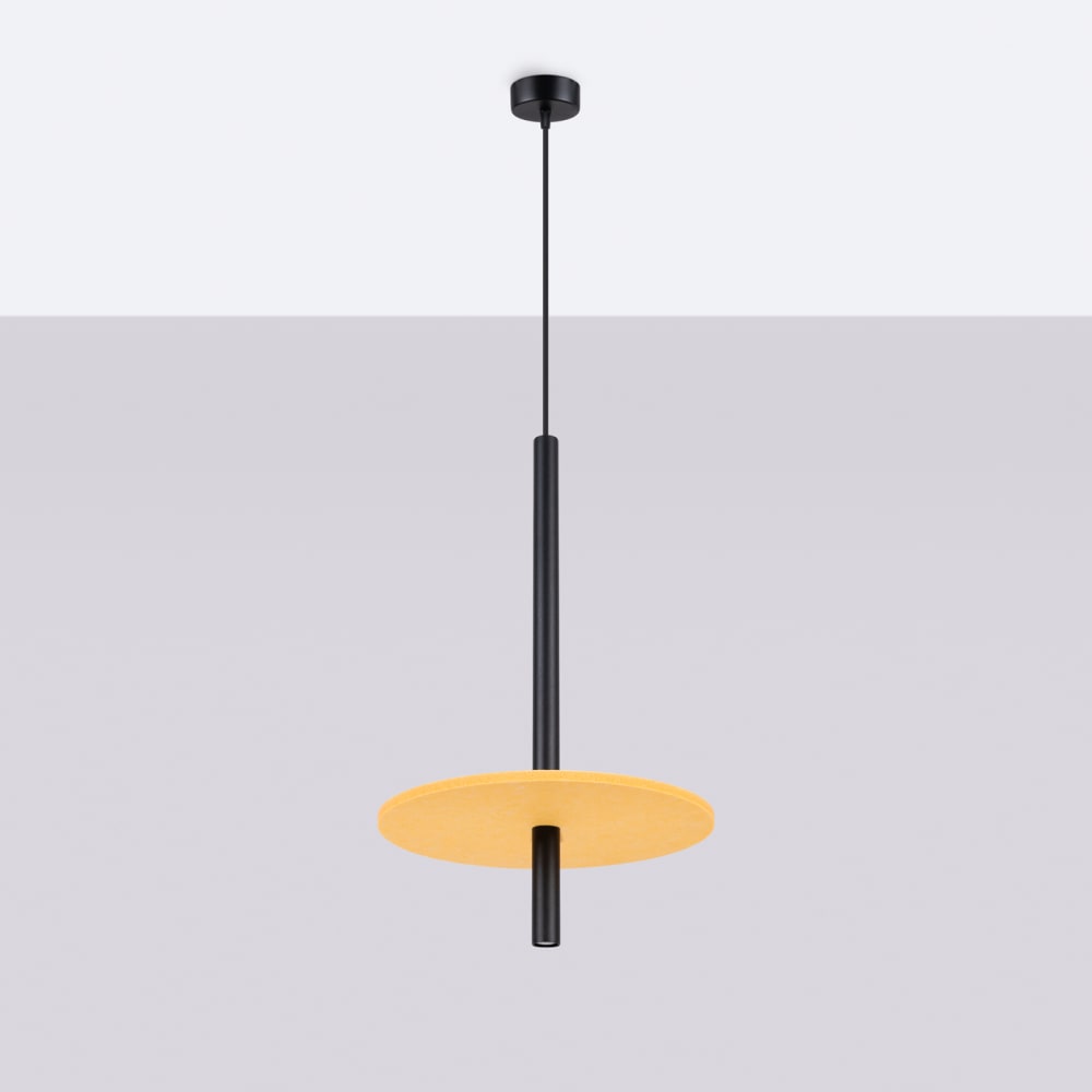 Lampe suspendue feutre/acier jaune/noir h 126 cm — vue 4
