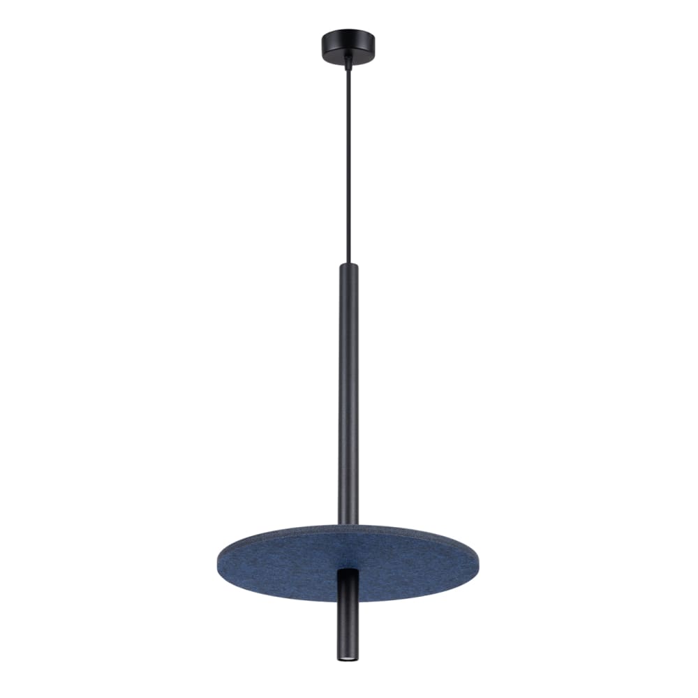 Lampe suspendue feutre/acier bleu marine/noir H 126 cm
