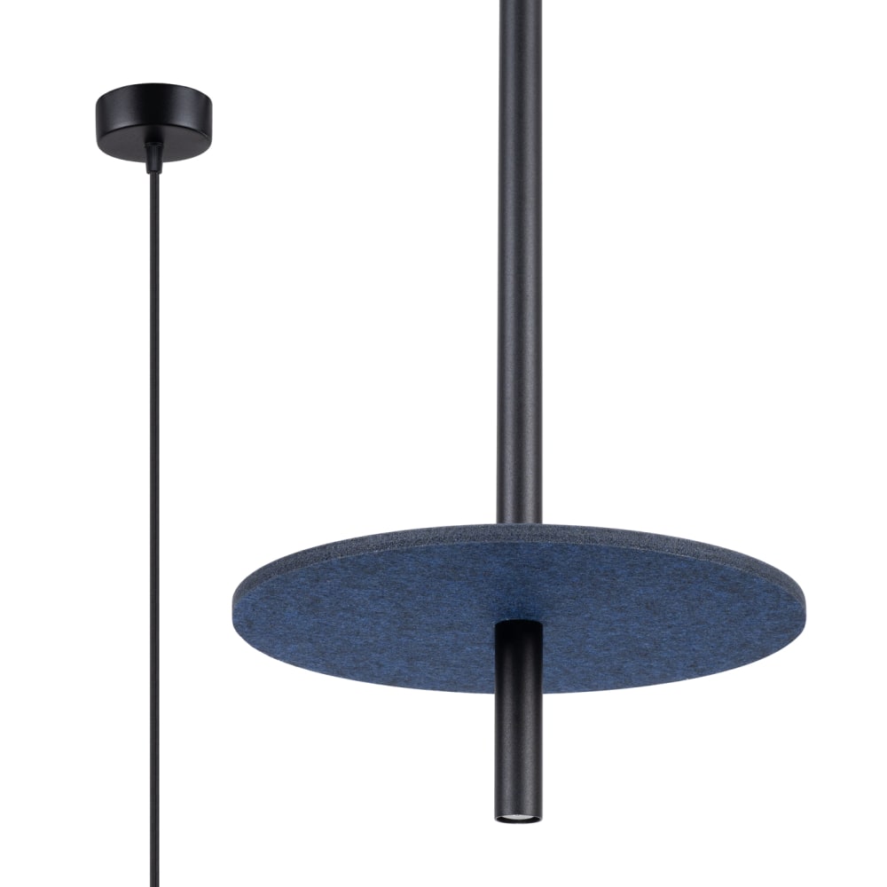 Lampe suspendue feutre/acier bleu marine/noir h 126 cm — vue 3