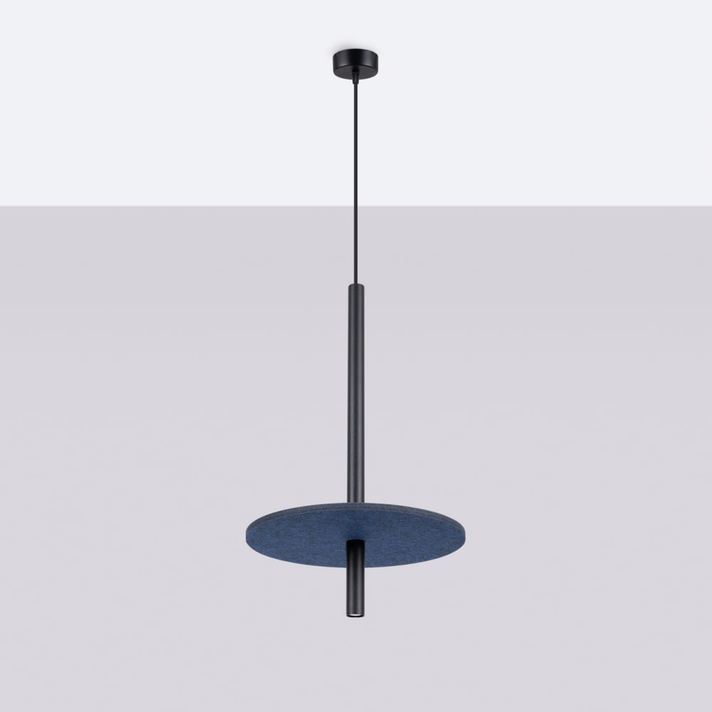 Lampe suspendue feutre/acier bleu marine/noir h 126 cm — vue 4