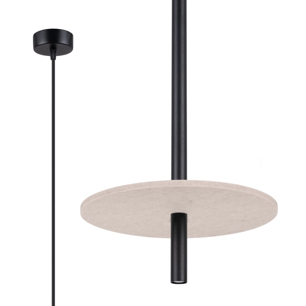 Lampe suspendue feutre/acier beige/noir h 126 cm — vue 3