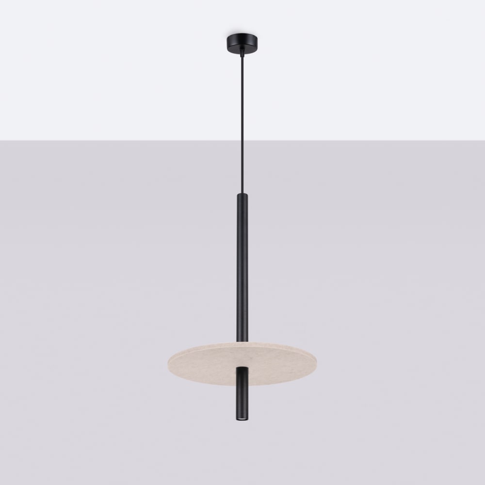 Lampe suspendue feutre/acier beige/noir h 126 cm — vue 4