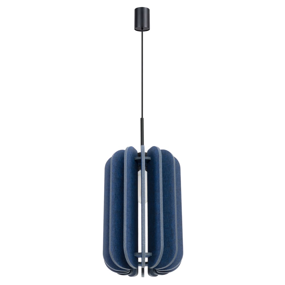 Lampe suspendue feutre/acier bleu marine/noir H 165 cm