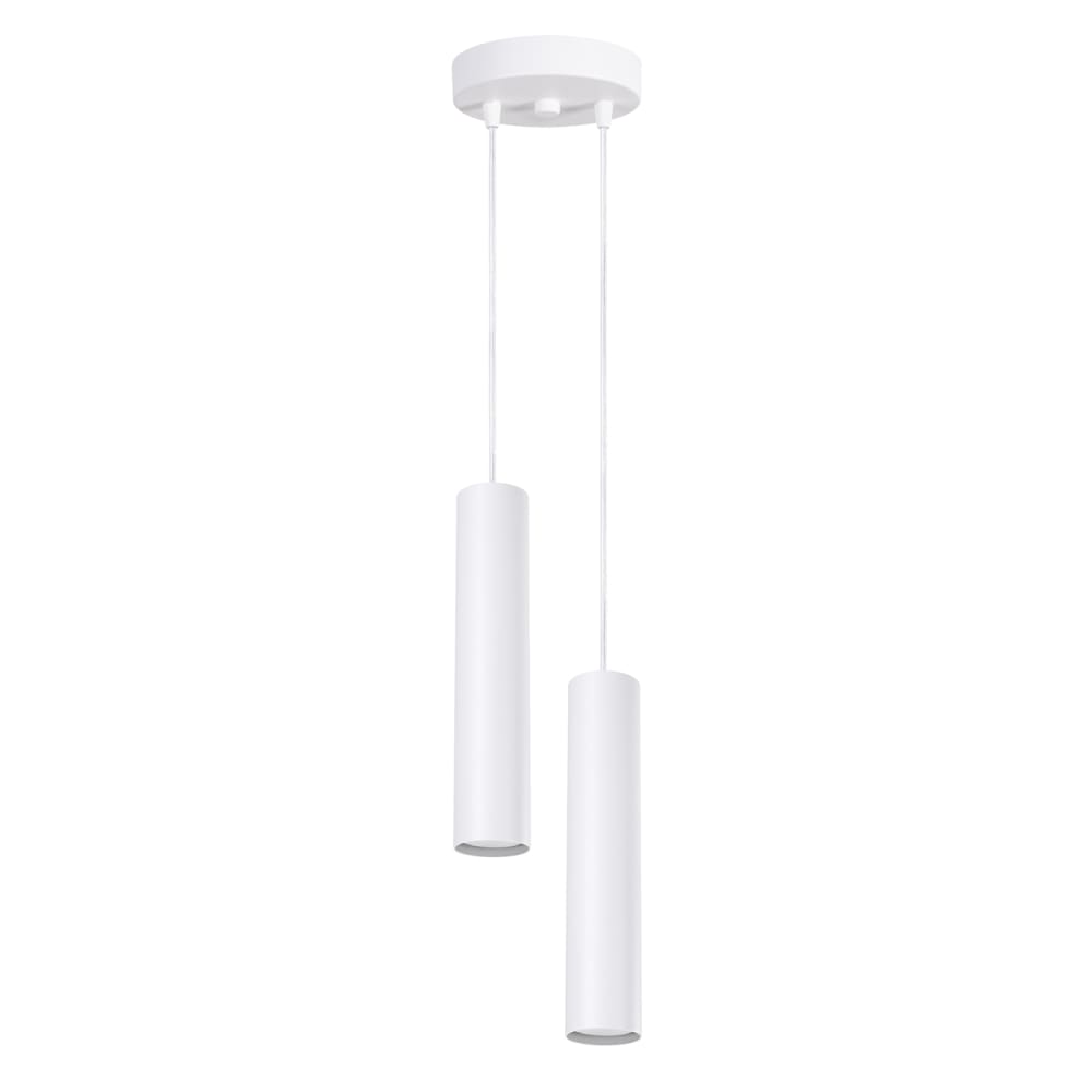 Lampe suspendue acier blanc H 118 cm
