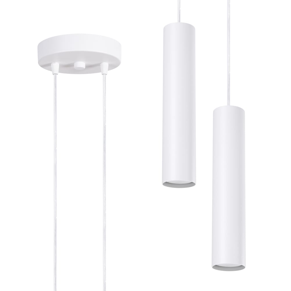 Lampe suspendue acier blanc h 118 cm — vue 3