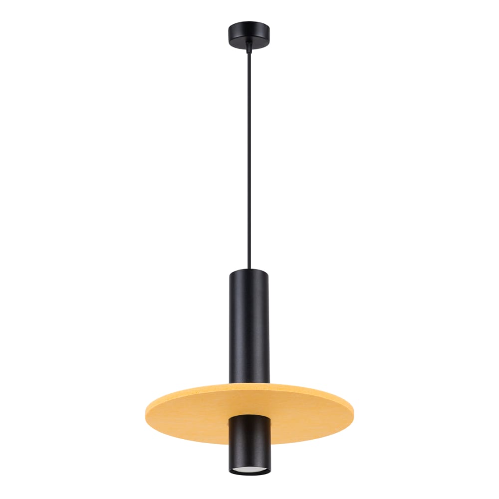 Lampe suspendue feutre/acier jaune/noir H 126 cm