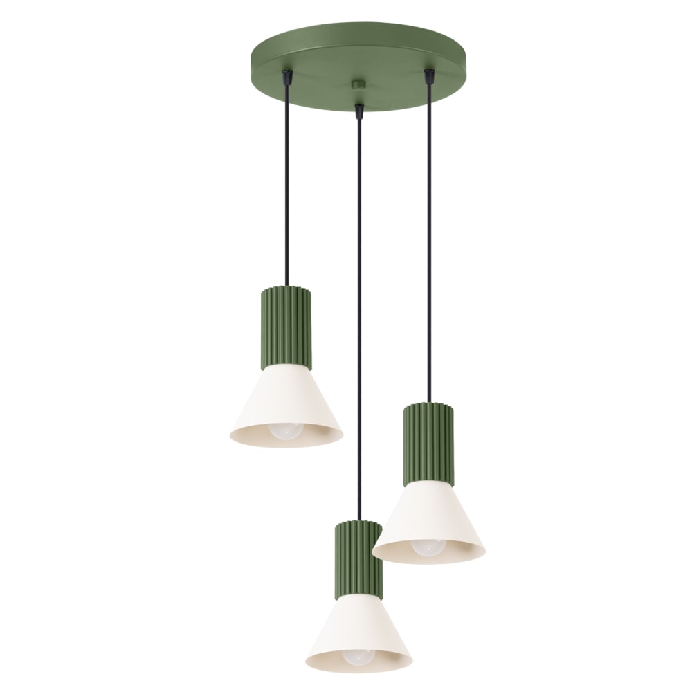 Lampe suspendue acier/aluminium beige/vert olive H 120 cm