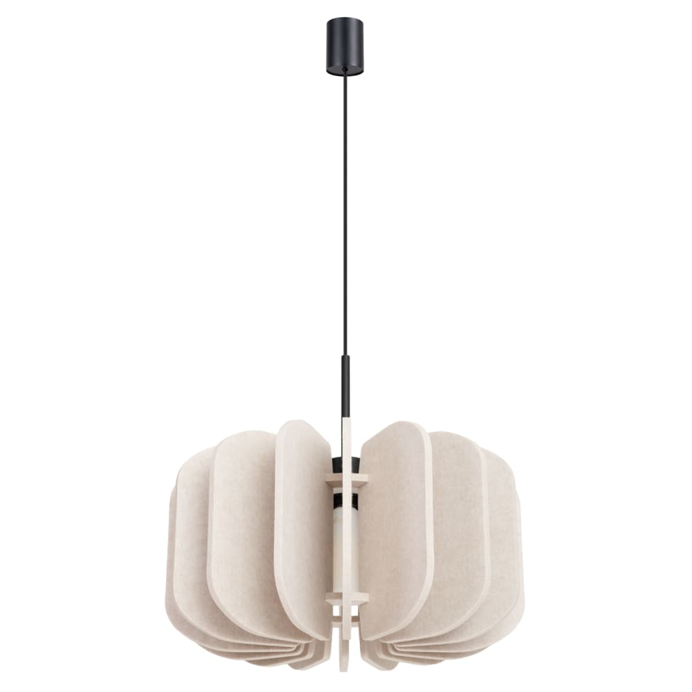 Lampe suspendue feutre/acier beige/noir H 146 cm
