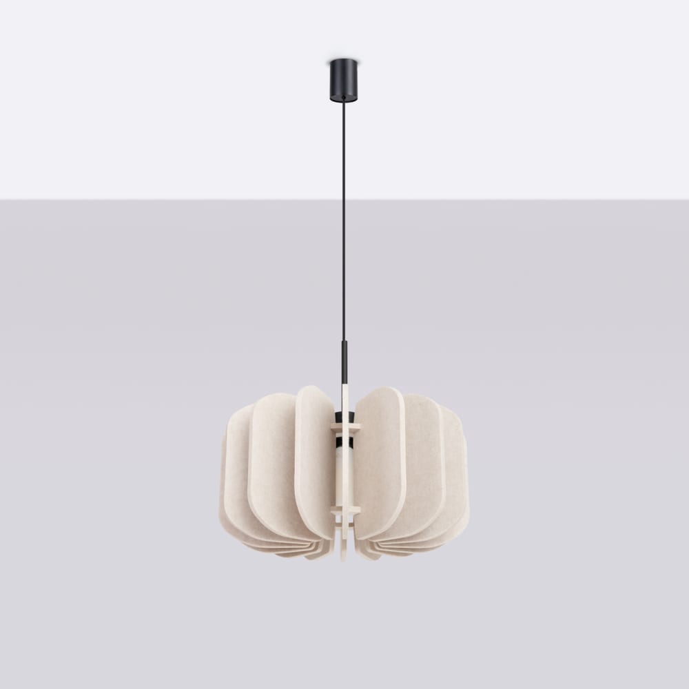 Lampe suspendue feutre/acier beige/noir h 146 cm — vue 4