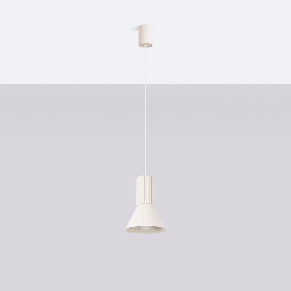 Lampe suspendue acier/aluminium beige h 120 cm — vue 4