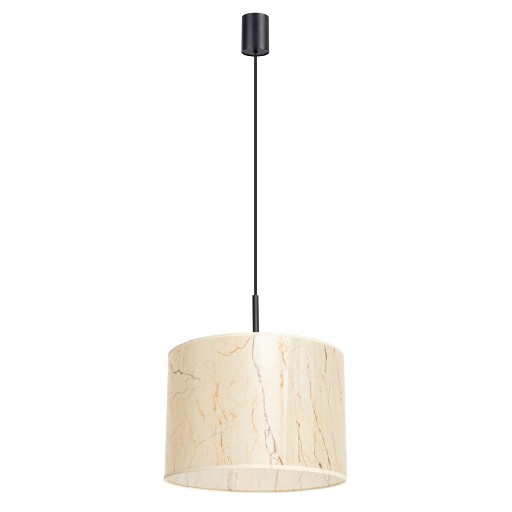 Lampe suspendue PVC marbre beige/noir H 137 cm