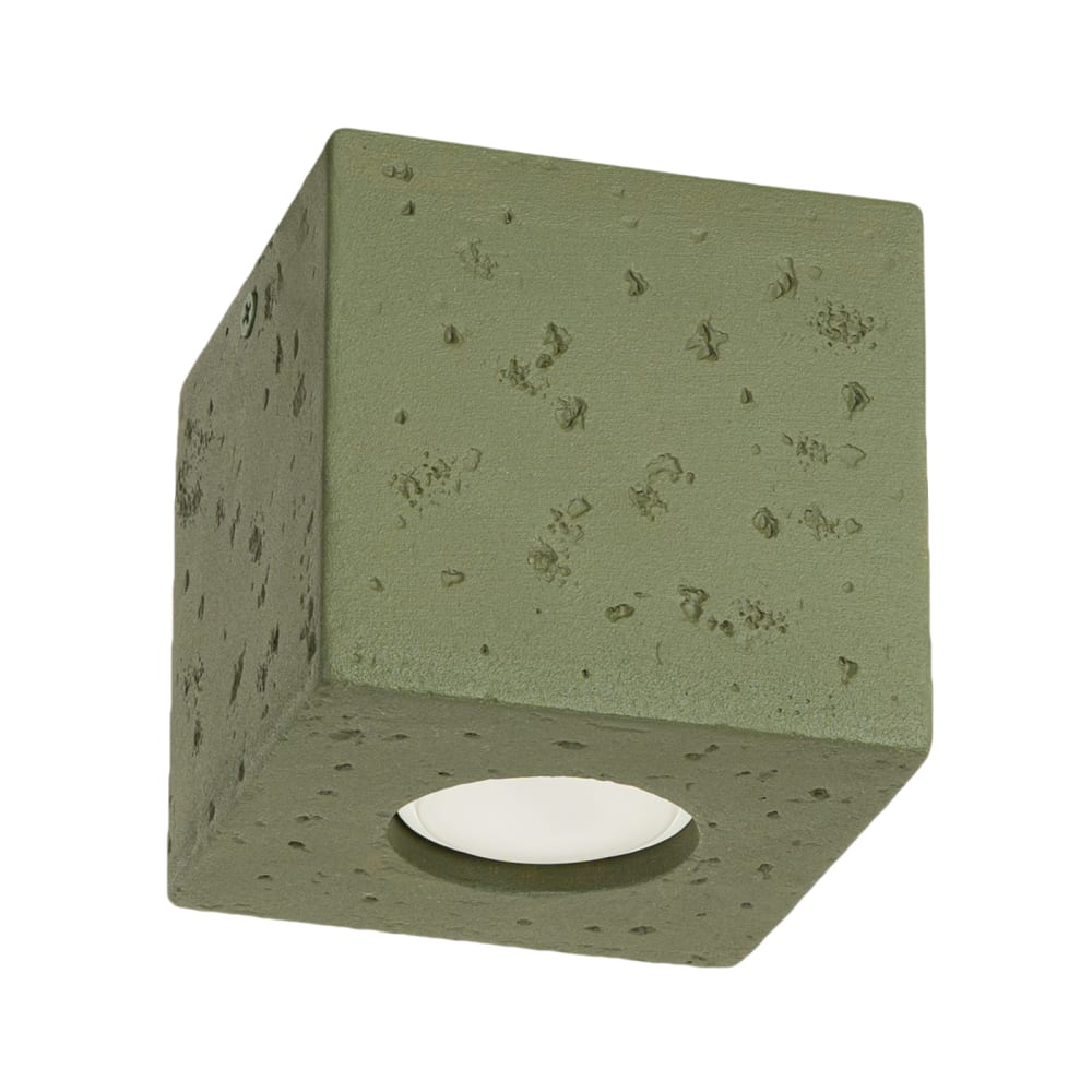 Plafonnier béton vert olive h 10 cm