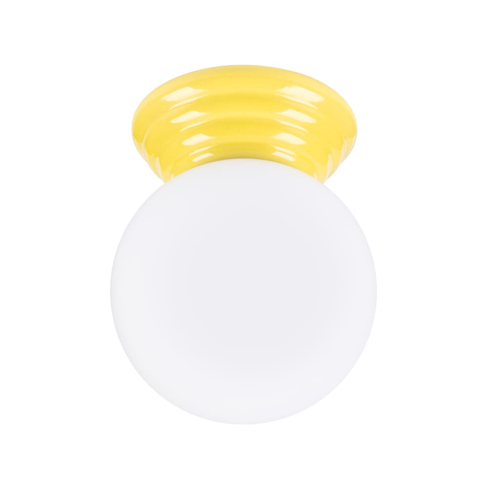 Plafonnier céramique émaillée/verre jaune h 12 cm — vue 3