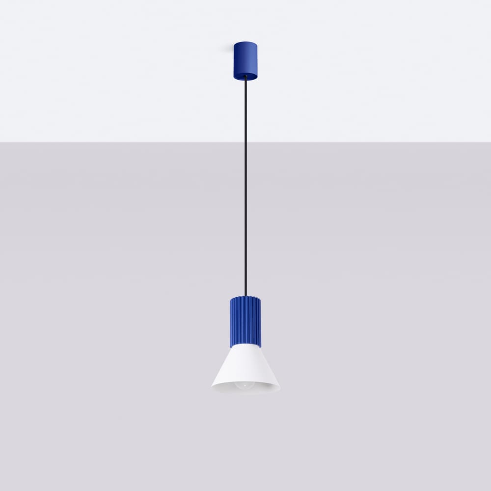Lampe suspendue acier/aluminium blanc/outremer h 120 cm — vue 4