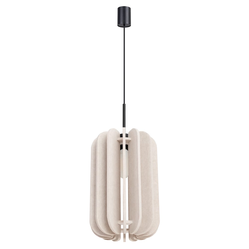 Lampe suspendue feutre/acier beige/noir H 165 cm