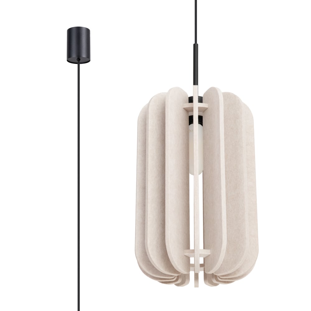 Lampe suspendue feutre/acier beige/noir h 165 cm — vue 3