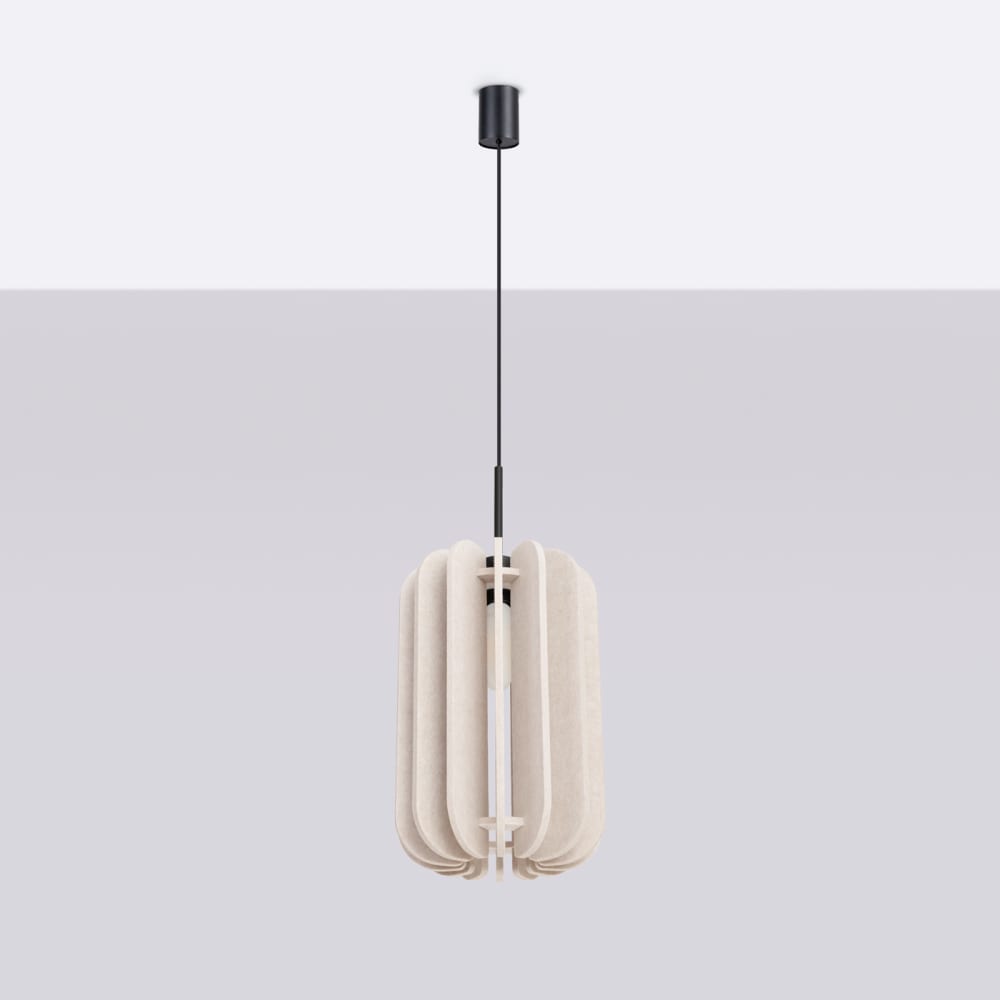 Lampe suspendue feutre/acier beige/noir h 165 cm — vue 4
