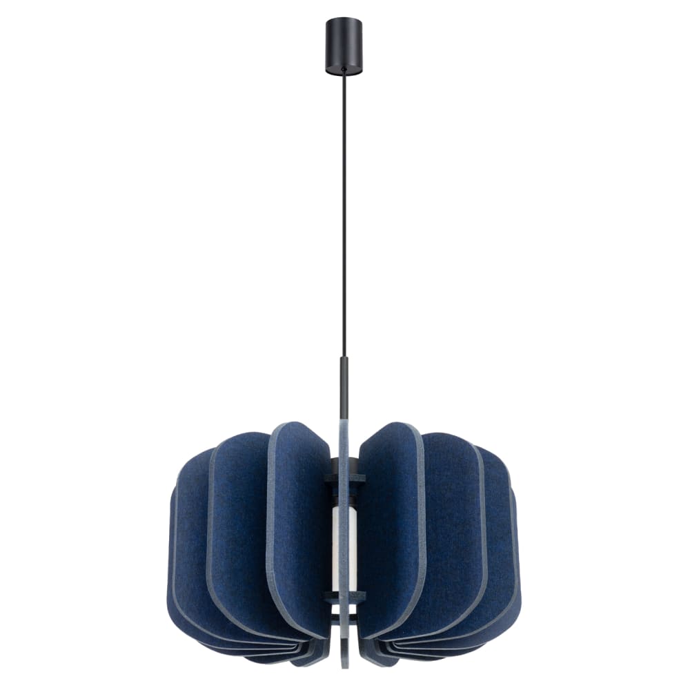 Lampe suspendue feutre/acier bleu marine/noir H 146 cm